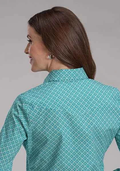 Roper 2250 Stretch Four Point Foulard (Turquoise) - Women's Western Shirt