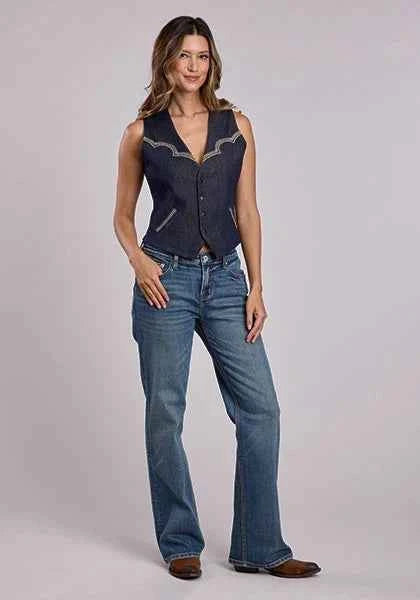 Stetson Embroidered Dark Rinse Denim - Women's Vest