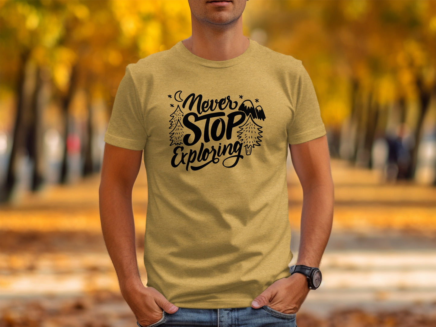 Never Stop Exploring Mountain Adventure Outdoors T-Shirt