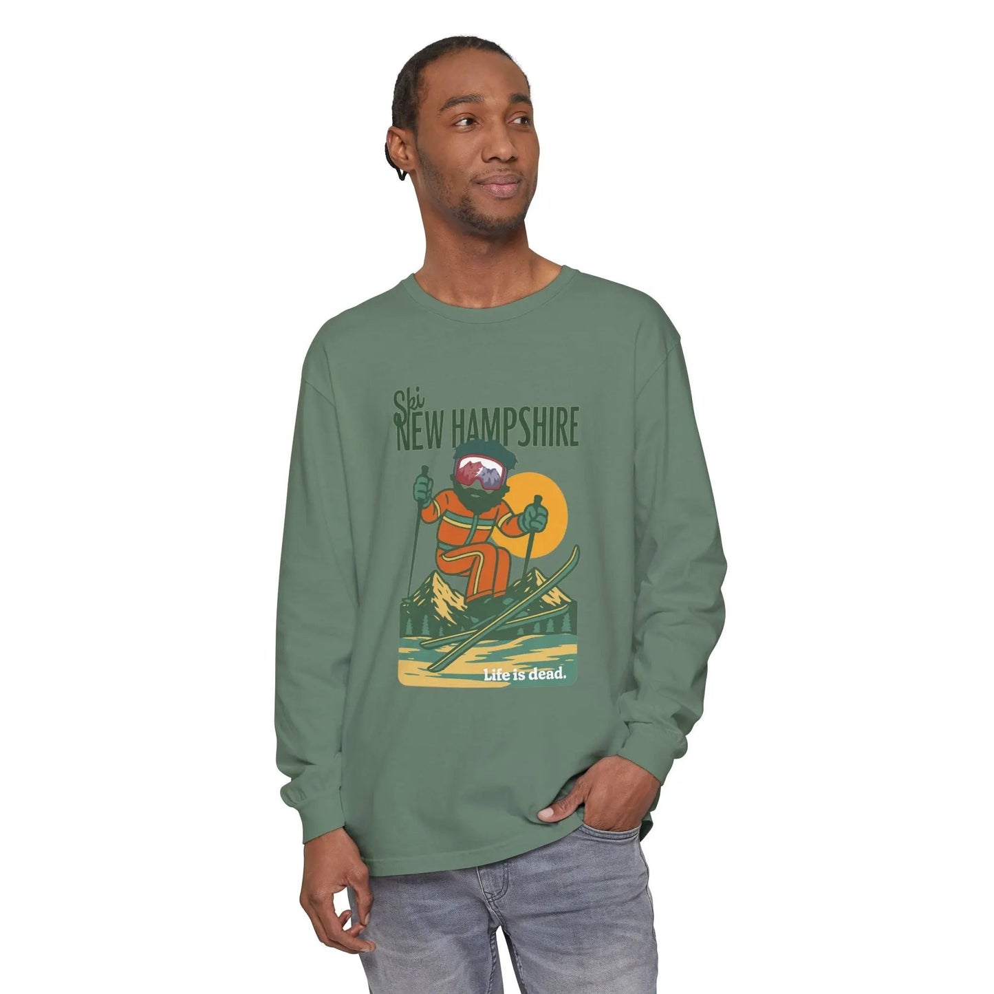 Ski New Hampshire - Life is dead.® Mountain Collection Garment-Dyed Long Sleeve T-Shirt