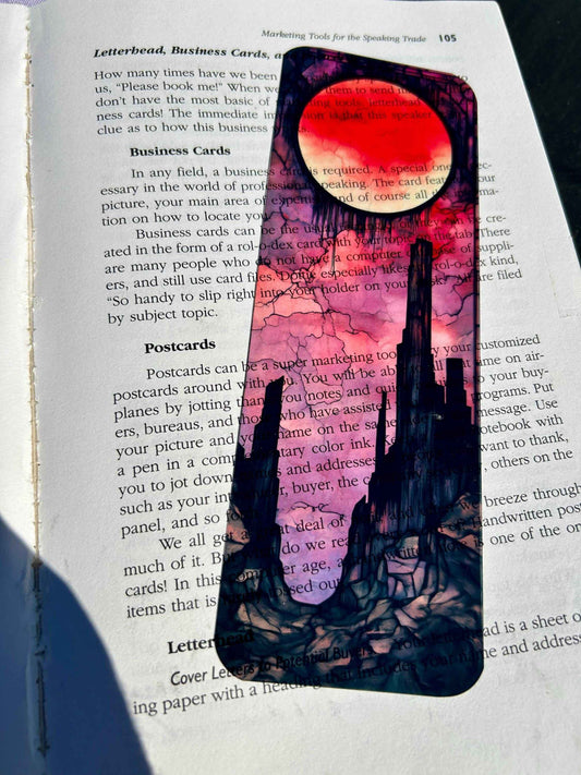 Blood Moon - Crimson Rise Bookmark – Dark Fantasy Art for Epic Readers, Red Moon