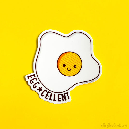 Fried Egg Vinyl Decal "Egg-cellent"
