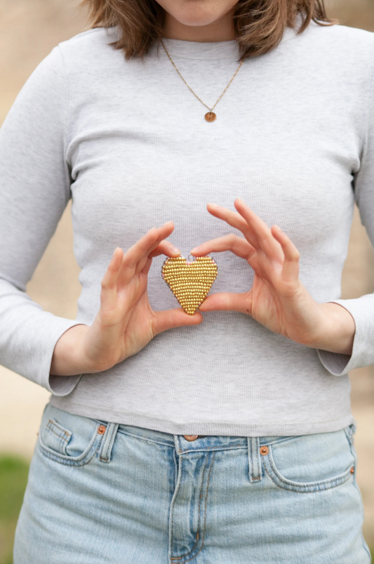 Heart of Wealth Love Heart Charm Handcrafted Beaded Holiday and Valentine Day Ornaments - Colorful Boho Indigenous Beads with Wire Hook, Lightweight Decorative Hanging Ornament Gift for Her