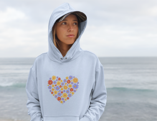 Floral Heart Hoodie - Female Cozy Hoodie - Perfect Gift for Any Occasion