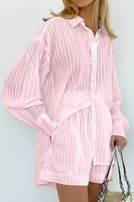2-piece matching long sleeve and shorts set
