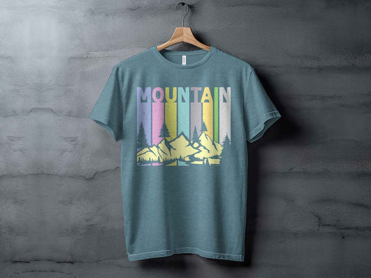 Colorful Mountain Scenery Graphic T-Shirt Long Sleeve T-Shirt