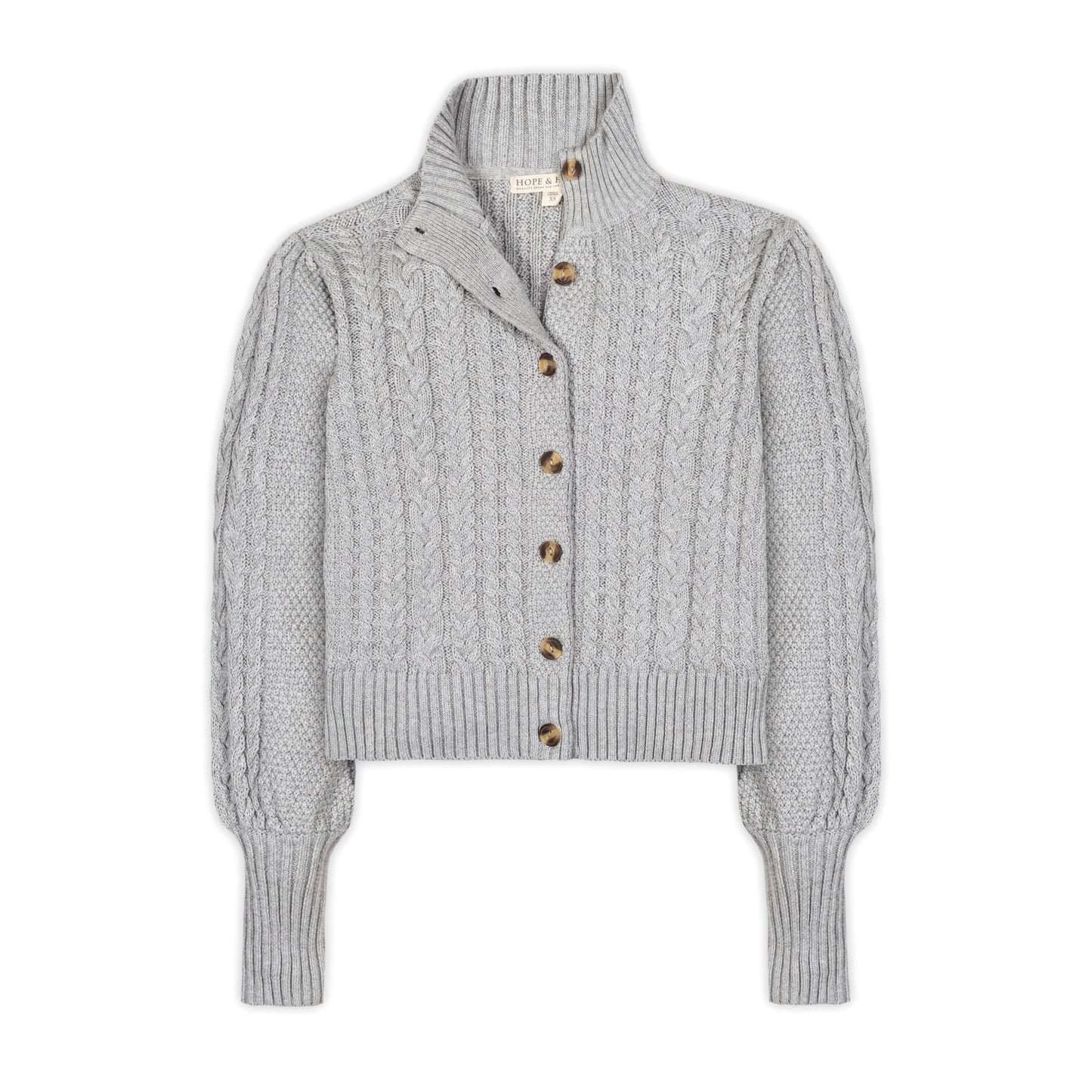 Organic Mock Neck Cable Cardigan