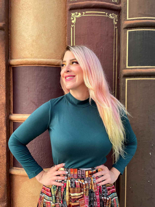 Green Mock Neck Top