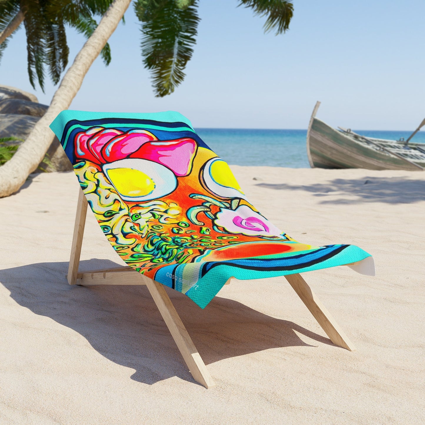 Neon Ramen Beach Towel for Summer Fun and Vacation Essentials
