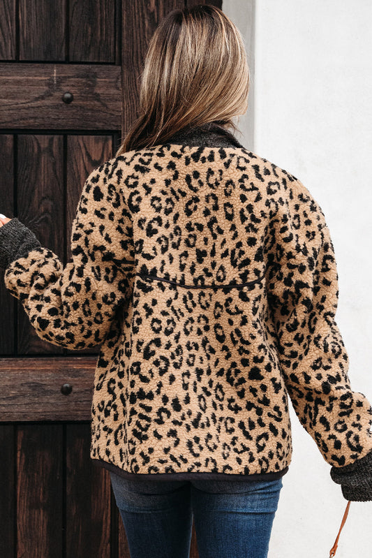 Sloane Leopard Zip Up Pocket Jacket