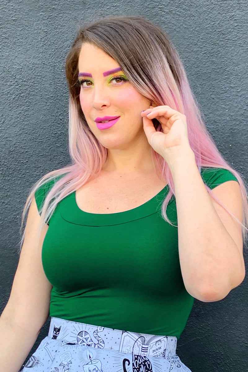 Retro Boat Neck Top in Kelly Green