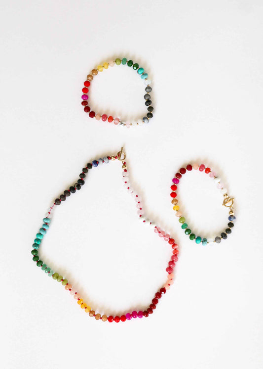 Natural Gemstone Necklace + 14k Gold Filled Toggle : Paradise