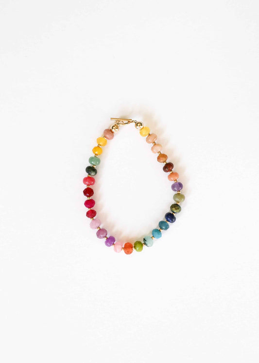 Natural Gemstone Bracelet + 14k Gold Filled Toggle : Gold Rush