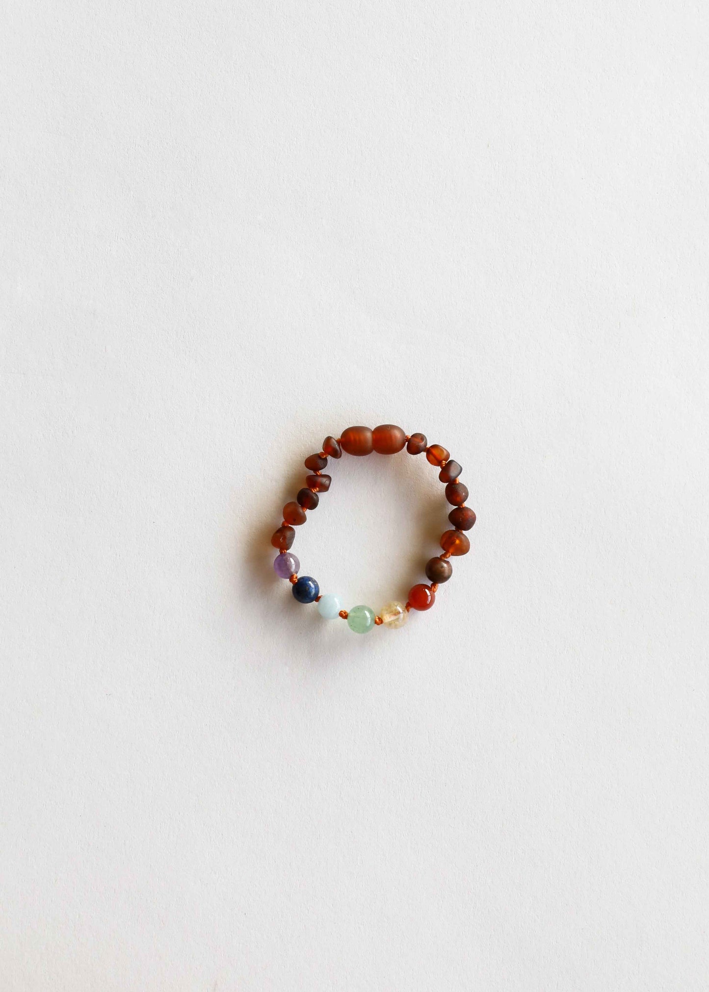 Raw Cognac Baltic Amber + CHAKRA Crystals || Bracelet Set