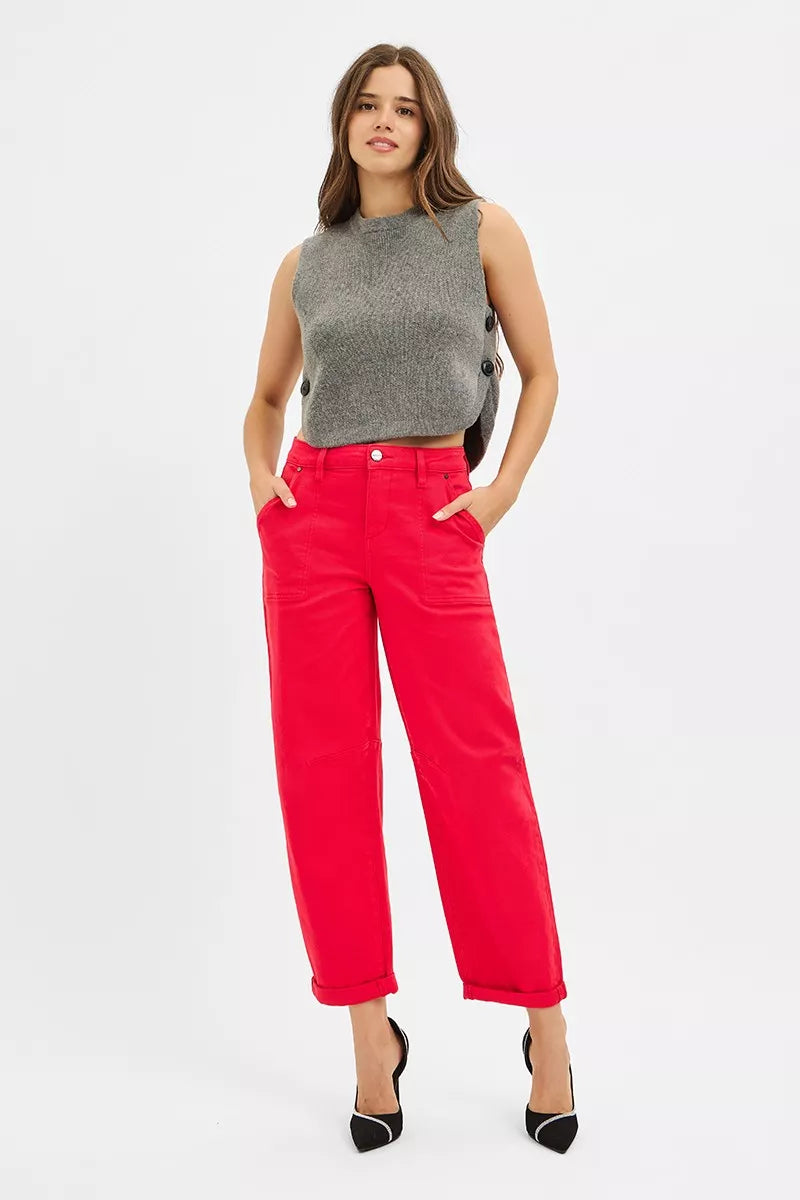 Risen High Rise Ankle Cuffed Barrel Pants Chic Everyday