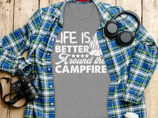 Life Is Better Around The Campfire Graphic Print T-Shirt