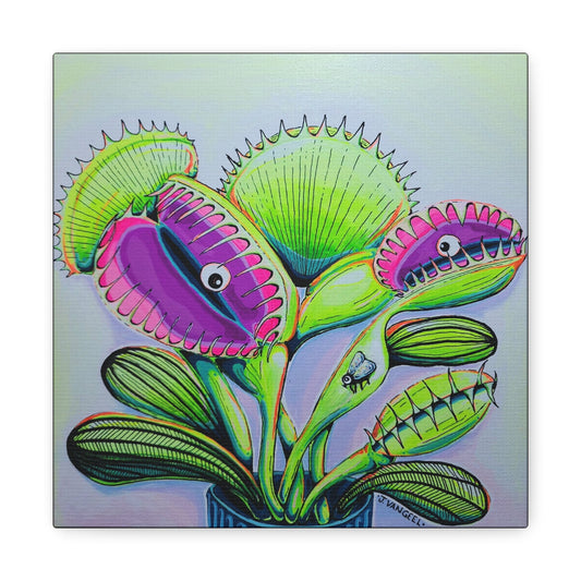 Cyclops Venus Fly Trap Original Canvas Art Print, Botanical Wall Decor