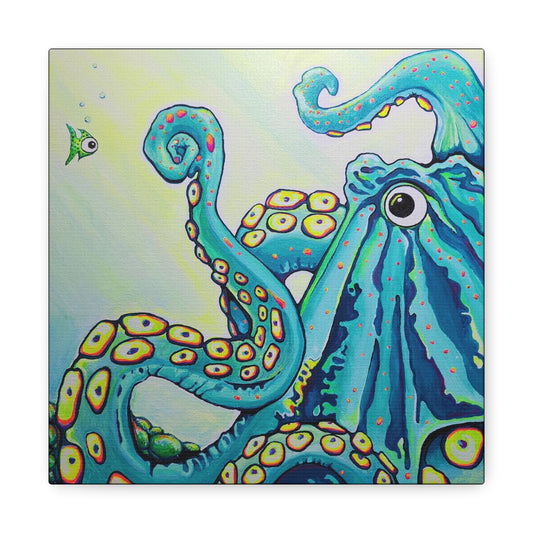 Cyclops Octopus Original Canvas Art Print, Unique Home Decor, Wall Art