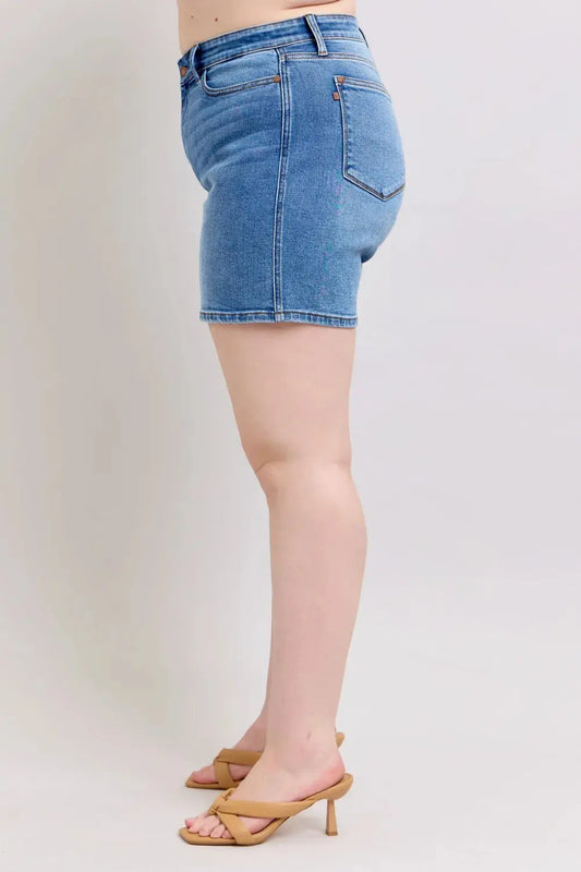 Judy Blue Full Size/Plus Size 2 Button Denim Shorts with Pockets