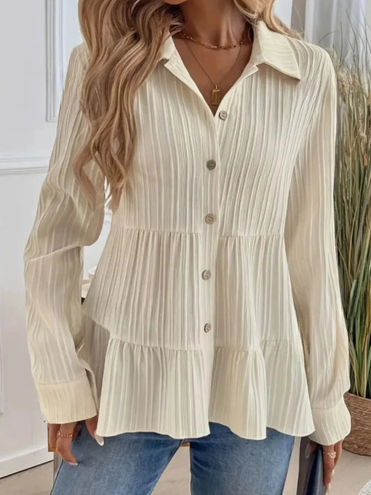 Striped Tiered Button Down Shirt
