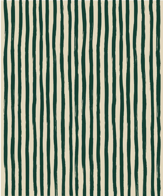 Stripe Plush Throw -Evergreen & Cream