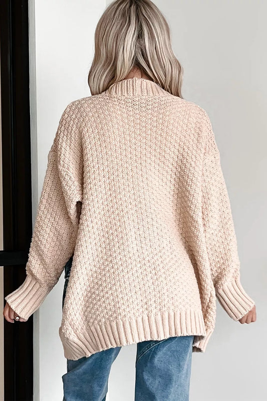 Textured Open Front Knit Cardigan