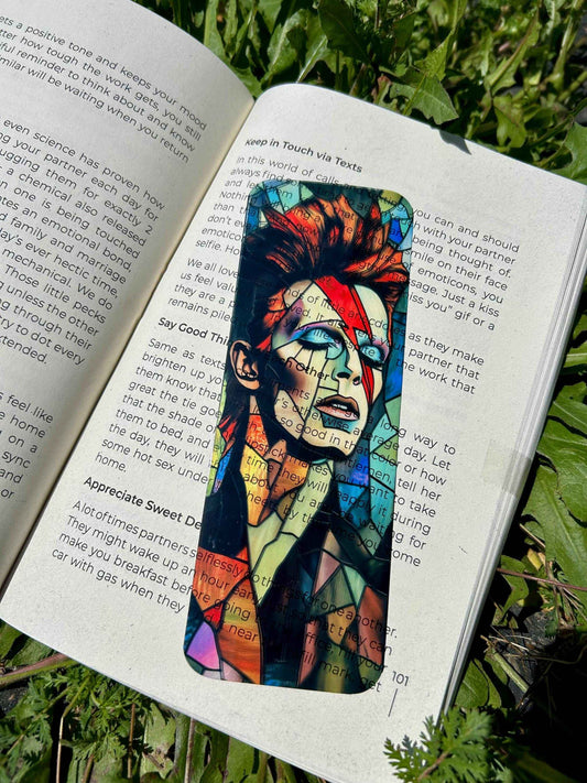 Bowie Bookmark - Legendary Bowie Gift, Music Icon Page Marker, Ziggy David Fan Art Stardust, Rock Star Memorabilia for Book Lovers