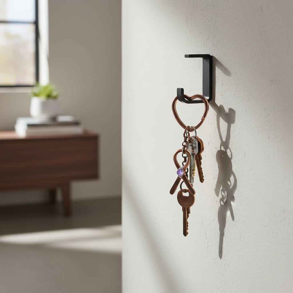 Handmade Caregiver Crystal Copper Ribbon Heart Key Chain