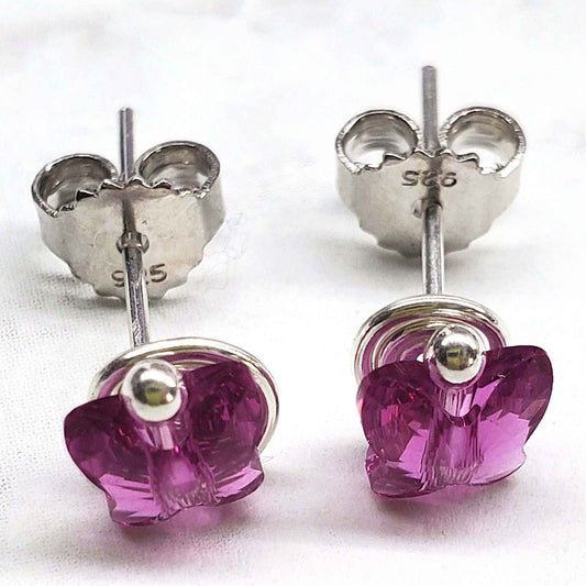 Handmade 5mm Spiral Butterfly Earring Studs
