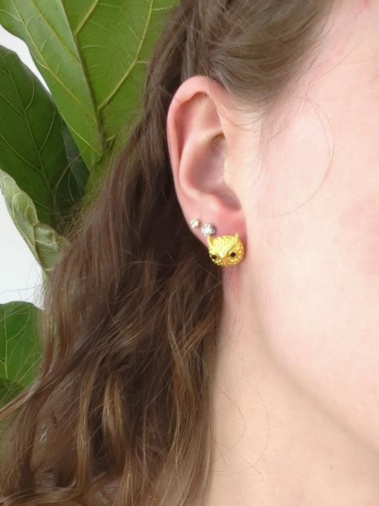 Azia Owl Stud Earrings