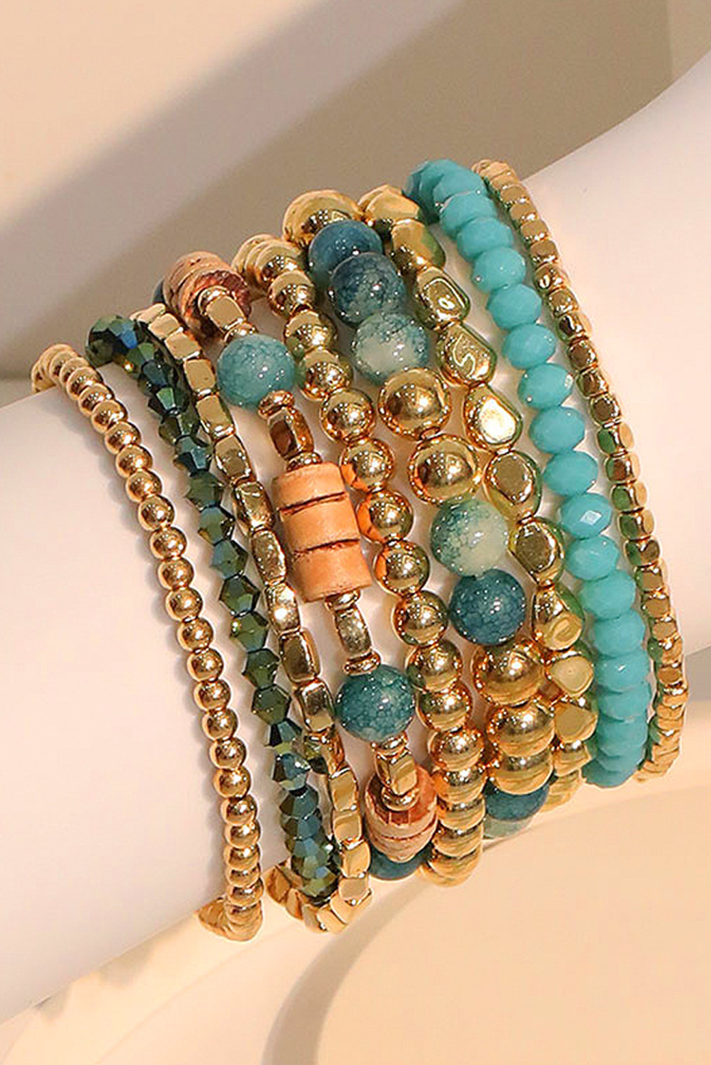 Boho Beaded Multi Layer Elastic Bracelet Set