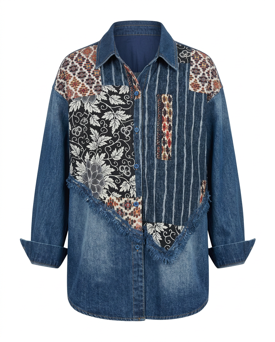 Free Spirit Patchwork Denim Blouse