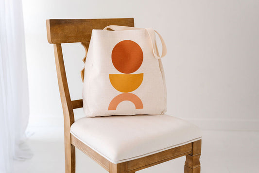 Mod Boho Geometric Linen Tote Bag,College Student Gift, Mother's Day Gift, Christmas Gift