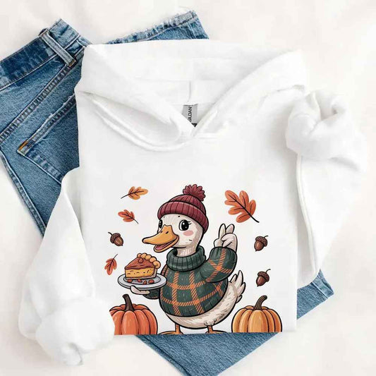 Duck Fall Hoodie – Cottagecore Autumn Vibes with Coffee & Pumpkins Hoodies