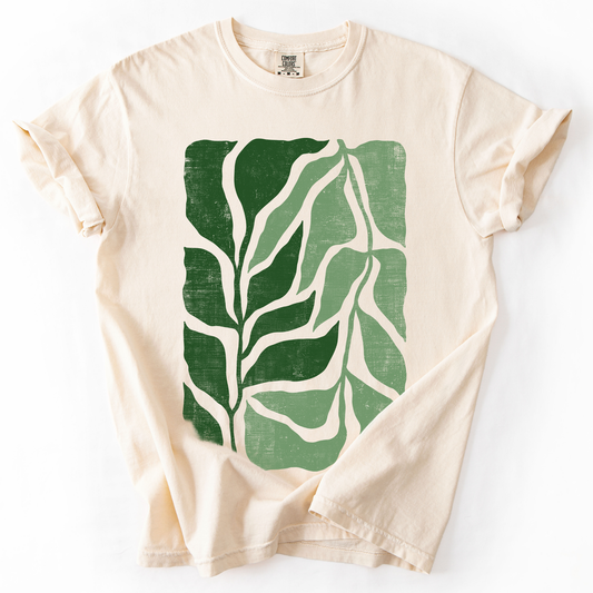 Green Leaf Botanica, Vintage Boho, Nature, Comfort Colors T-Shirt