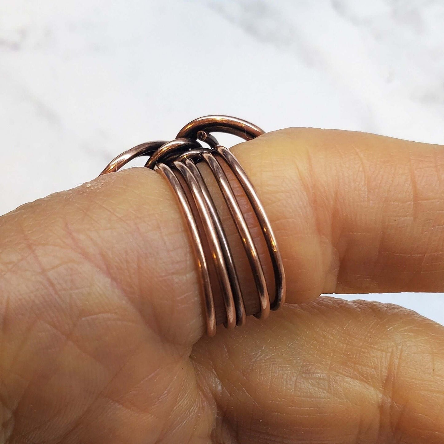Handmade Copper Sculpted Double Infinity Ring