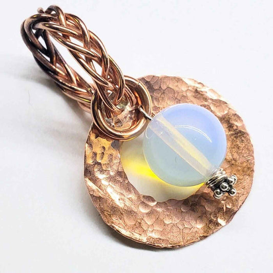 Handmade Copper Wire Braided Bail Gemstone Necklace