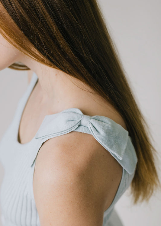 V-Neck Rib Knit Tank with Bow