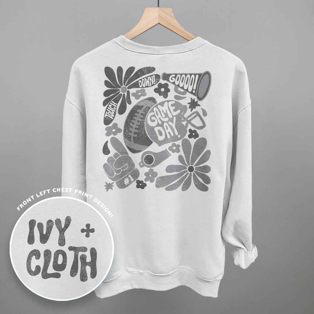 Floral Game Day White/Grey (Back Print)