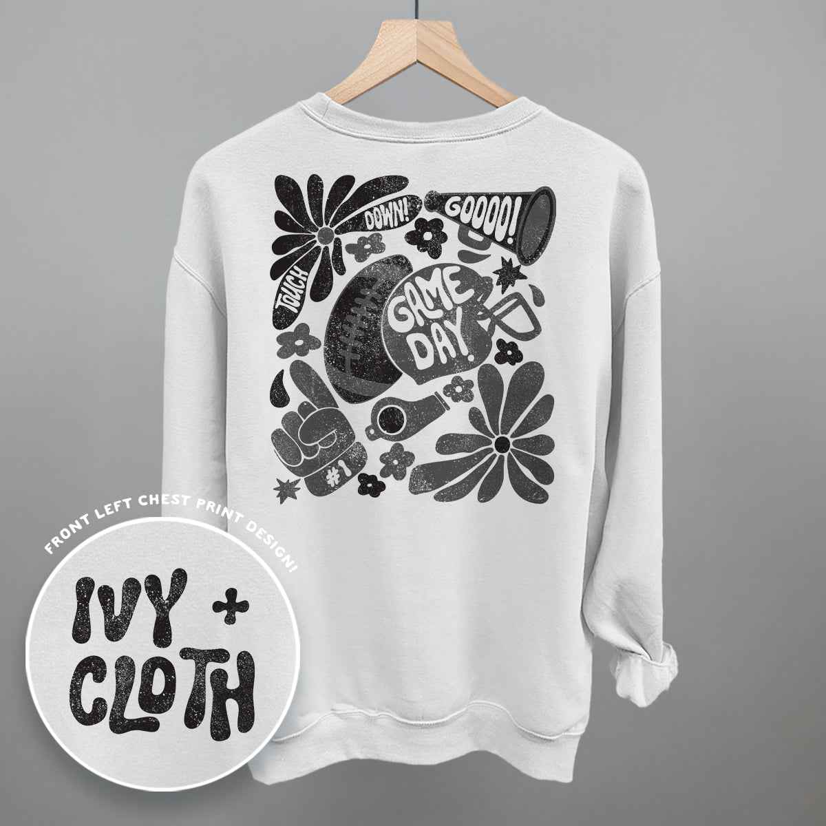 Floral Game Day Black (Back Print)