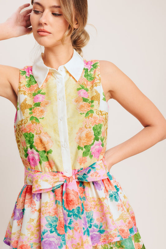 LAYERED ROMANCE WOVEN MIDI DRESS