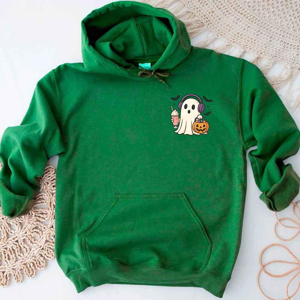 Little Ghost Iced Coffee Hoodie โ Cute Halloween Ghost Hoodie