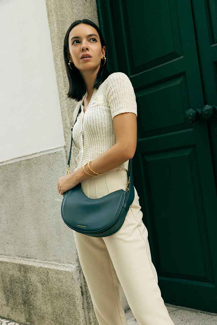 Mira & Moss Sabine Crescent Crossbody Bag - Pine Teal