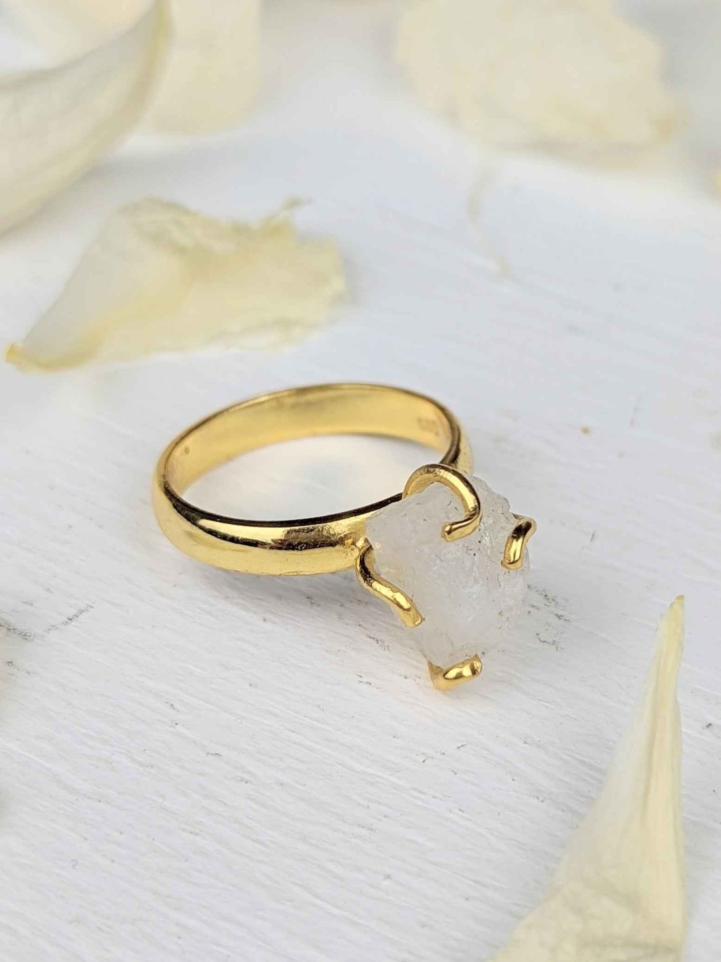 Raw Moonstone Prong Ring