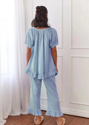 Gingham two piece lounge set