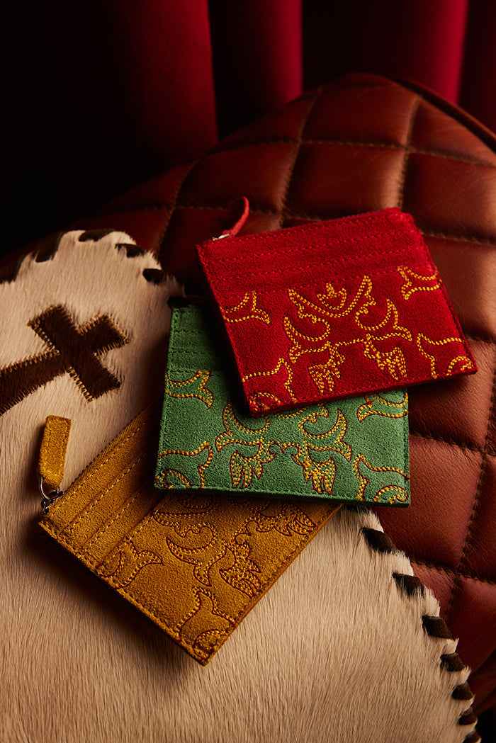 Cactus Sky Western Embroidered Credit Card Holder in Yellow