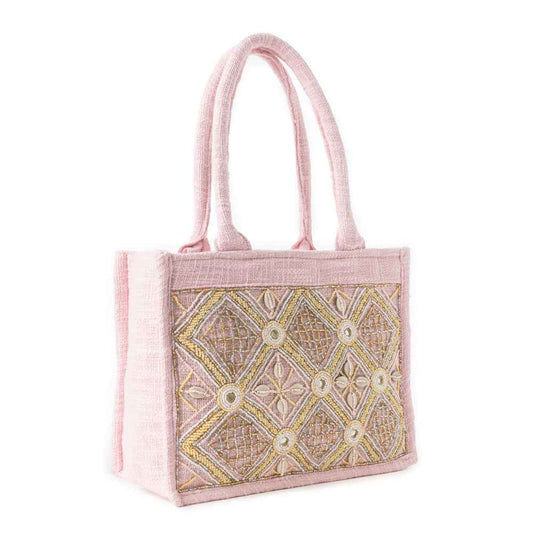 Gypsy Lace Canvas Bag in Light Pink