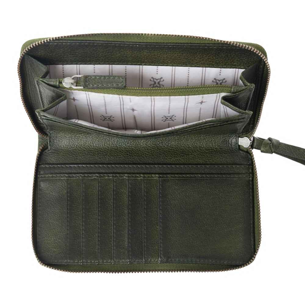 Myra Zidana Astra Studded Veg Tanned Leather Wallet in Velvet Moss