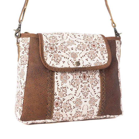 Myra Oakline Cotton & Leather Shoulder Bag in Mocha Beige