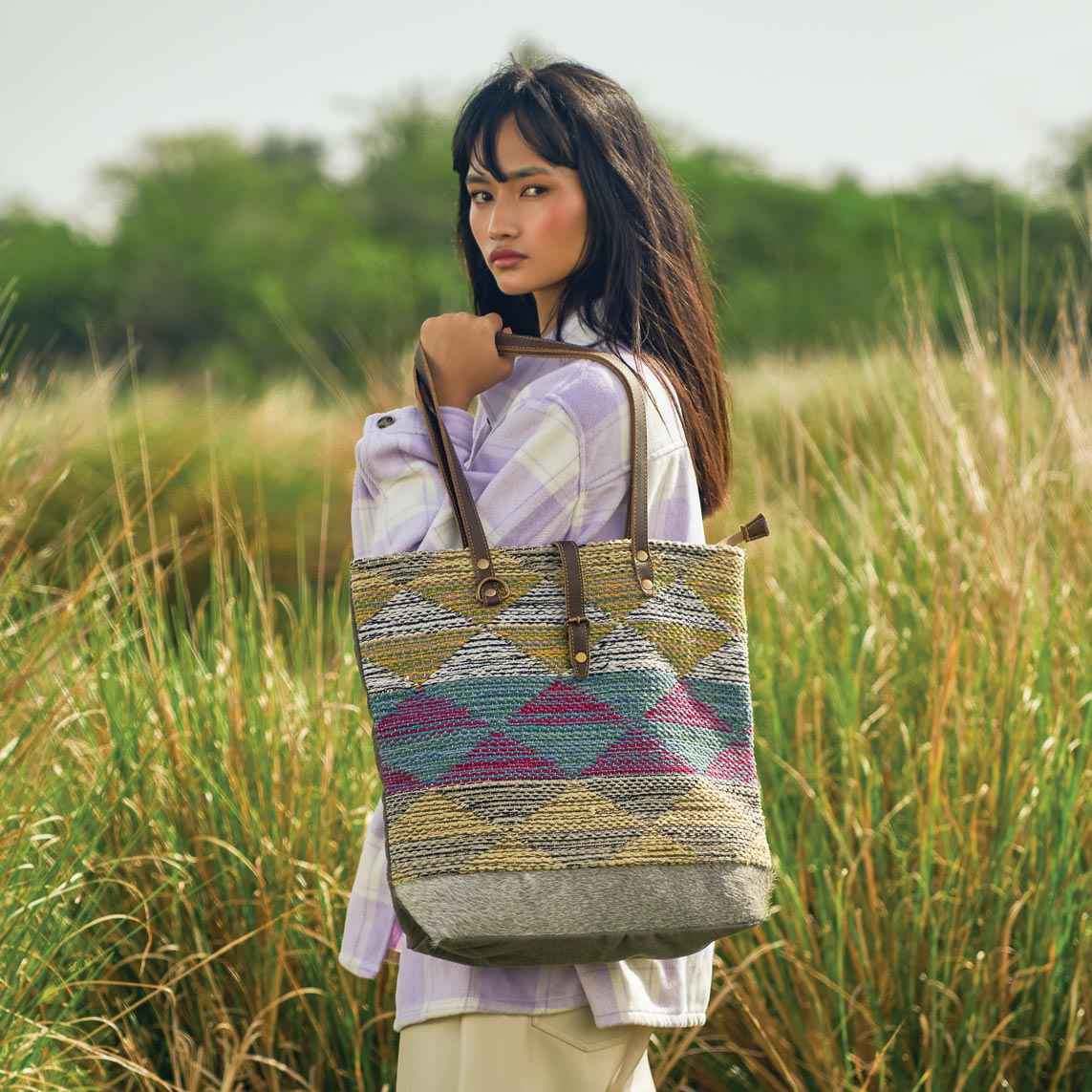 Multicolored Waves Tote Bag,